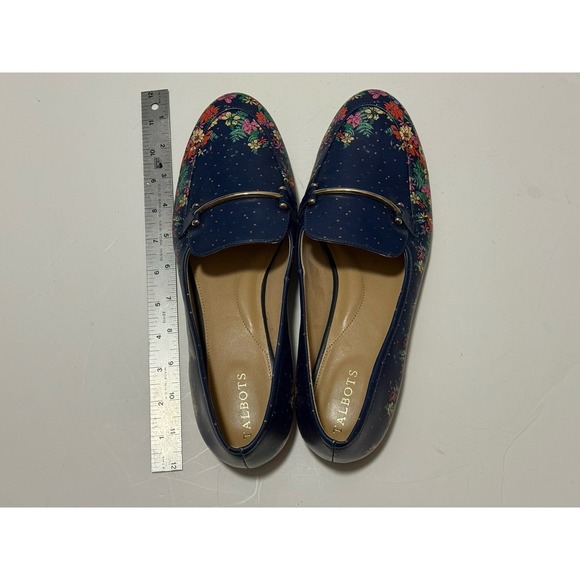 Talbots Ryan Blissful Floral Flats Loafers Shoes Womens Size 11 Blue Leather - Picture 5 of 7
